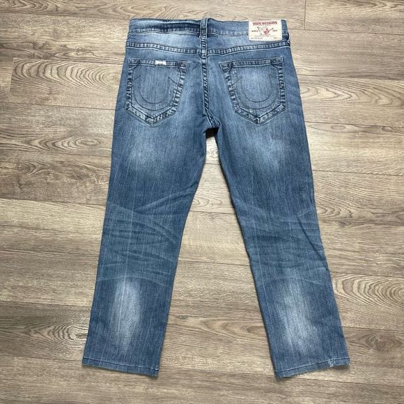 True Religion Mens Jeans Distressed Size 34 Slim Fit 27" Inseam - Picture 9 of 14